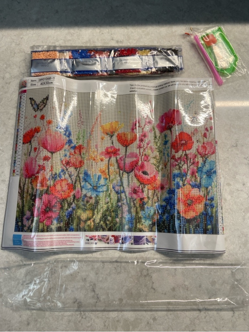 DIY Diamond Painting Kit; Wild Flowers Wall Art Print in Vivid Colors, with 🦋 - Picture 2 of 8